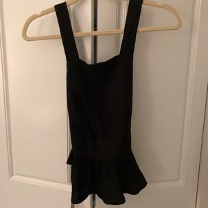 UO black, cross back tank top, slight peplum XS